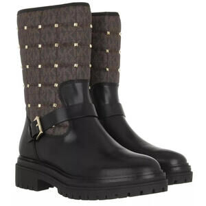 Michael Kors Women's Boots Layton Bootie Signature Black/Brown Quilted 8 M NEW